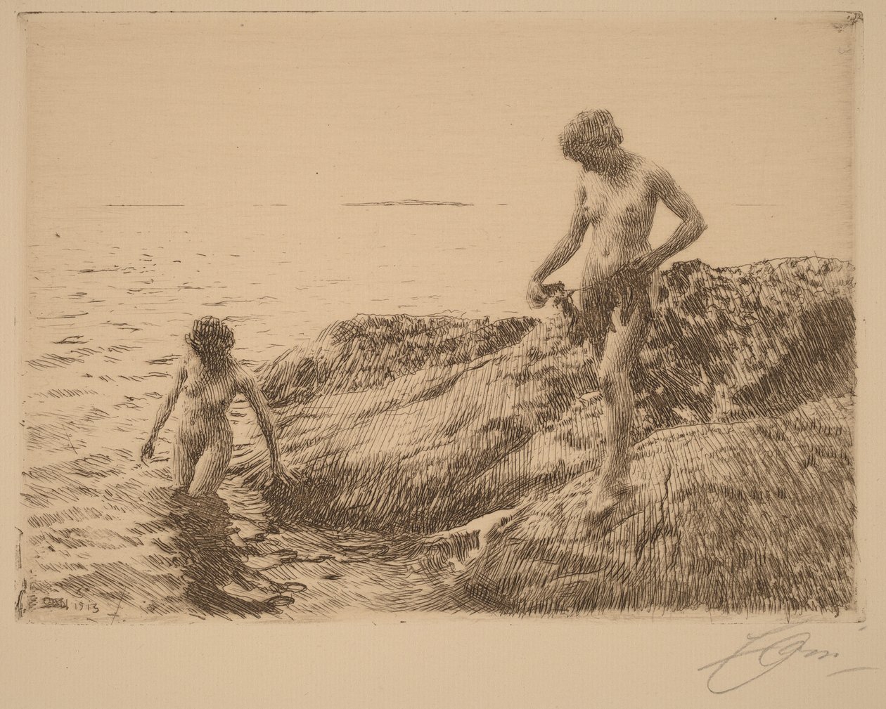 Tenger felőli sziklazátonyok alkotó: Anders Zorn