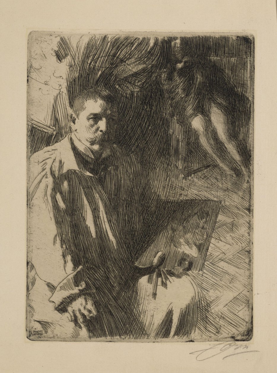 Önarckép modellel II alkotó: Anders Zorn