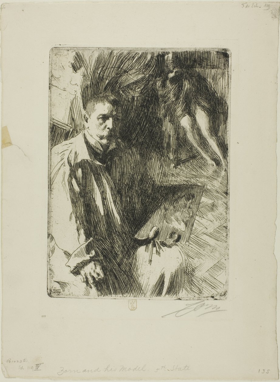Önarckép a II. modellel alkotó: Anders Leonard Zorn