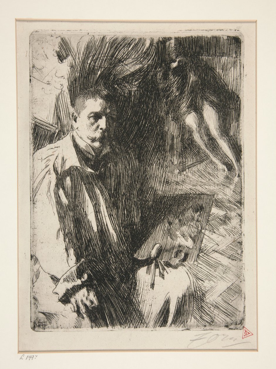 Önarckép modellel II alkotó: Anders Zorn