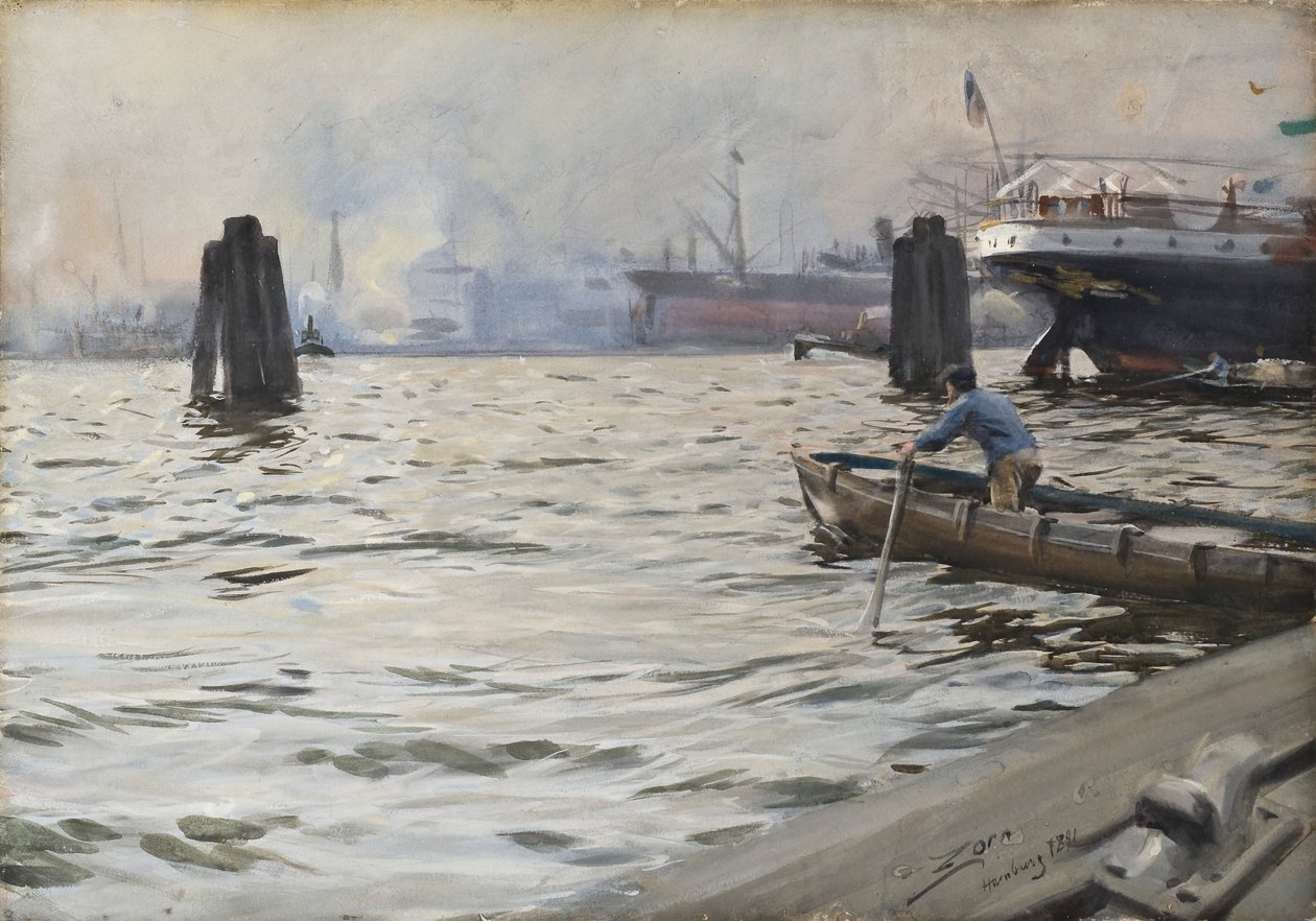 Hamburg kikötője alkotó: Anders Zorn