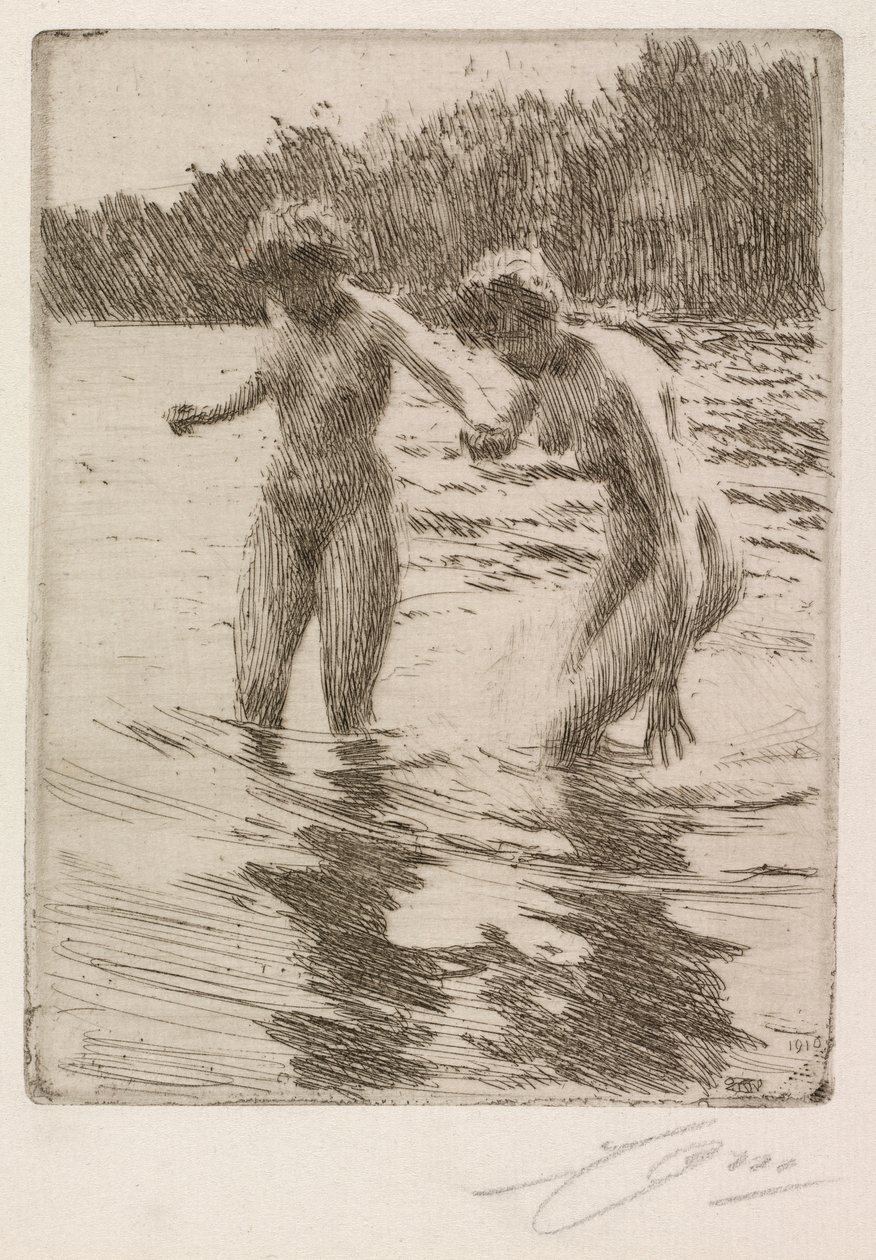 Két fürdőző alkotó: Anders Leonard Zorn