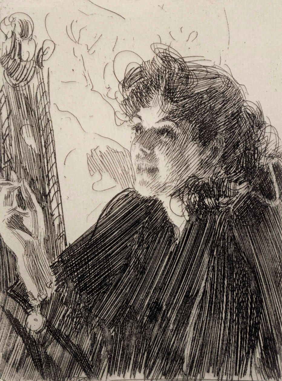 Dohányzó nő alkotó: Anders Zorn