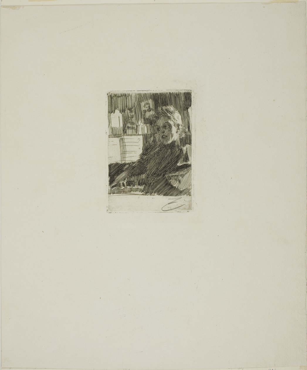 Fiatal norvég a zongoránál alkotó: Anders Leonard Zorn