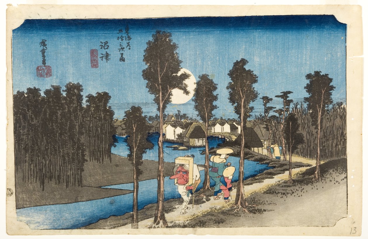 Numazu: Alkonyati jelenet, 1832-33 körül (fametszet) alkotó: Utagawa Hiroshige