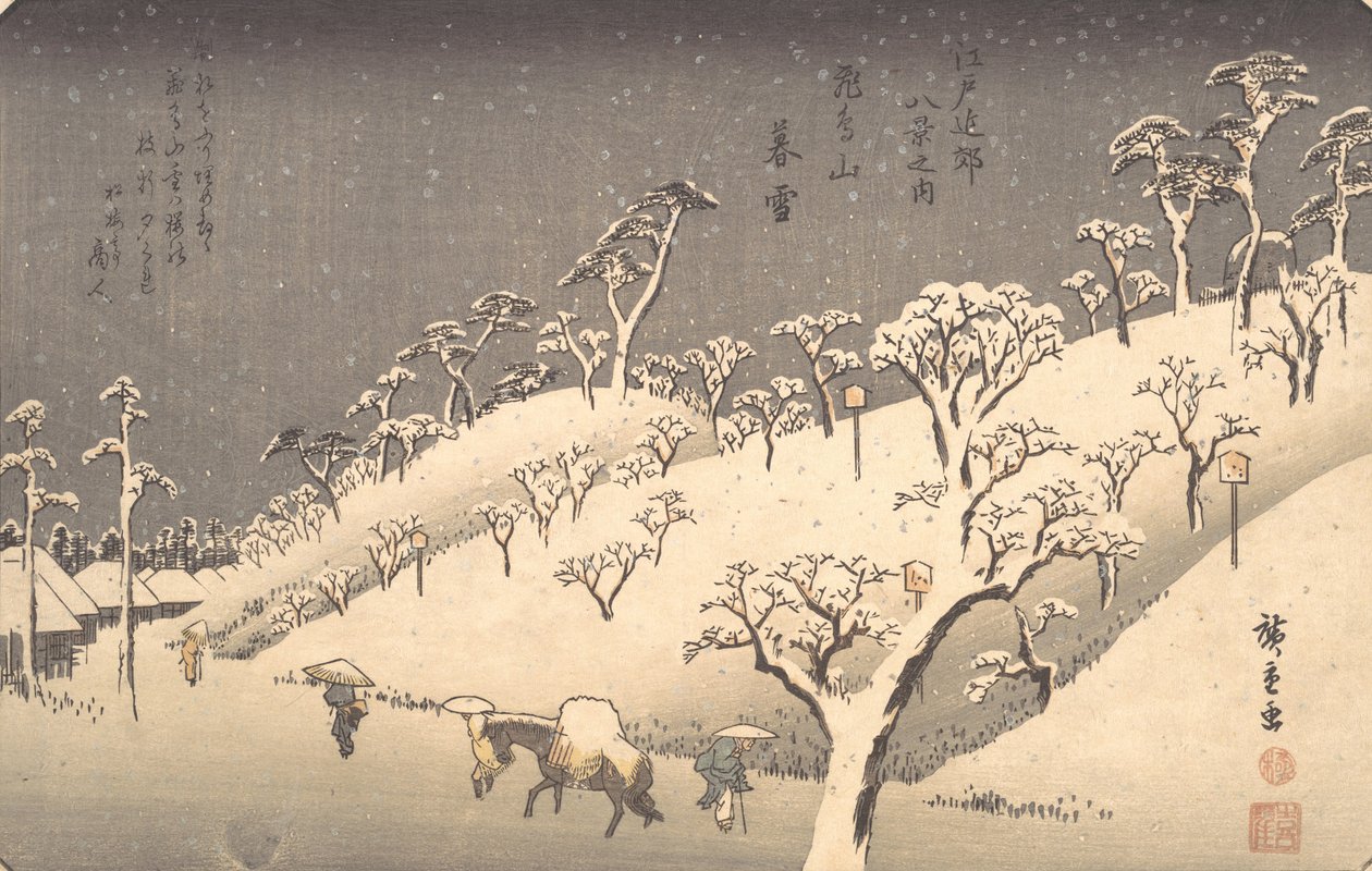 Asukayama az esti hóban, kb. 1838., kb. 1838. alkotó: Ando Hiroshige
