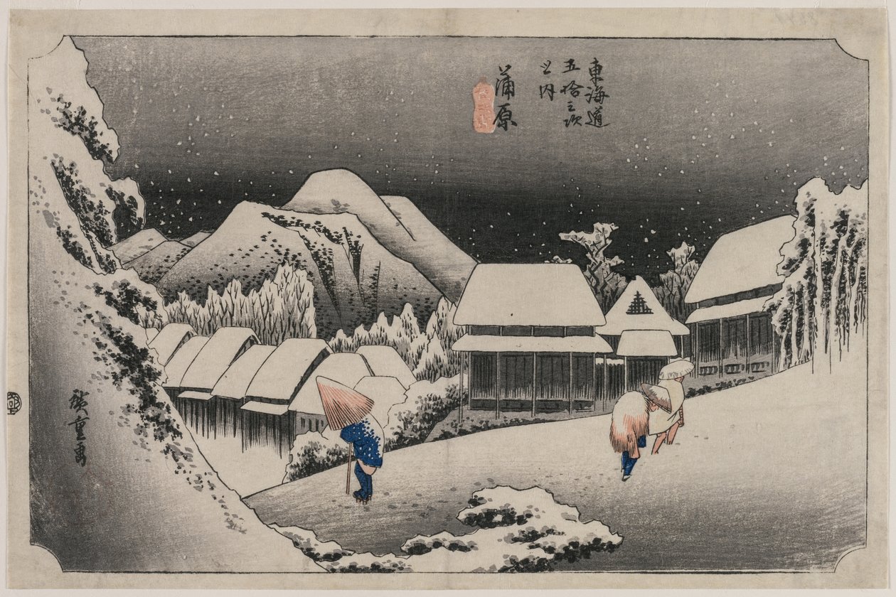 Esti hó Kambarában A Tokaido ötvenhárom állomása sorozat tizenhatodik száma, 1833. alkotó: Ando Hiroshige