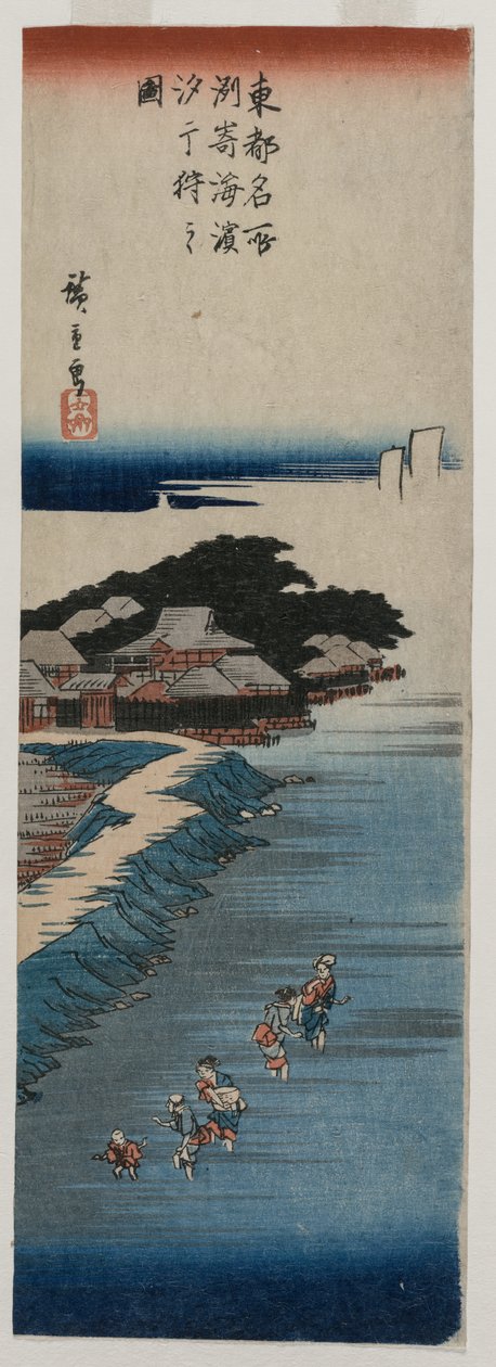 Kagylók gyűjtése apálykor Susakiban, az 1830-as évek közepe: 100 kilátás az Edo híres helyeiről sorozatból alkotó: Ando Hiroshige