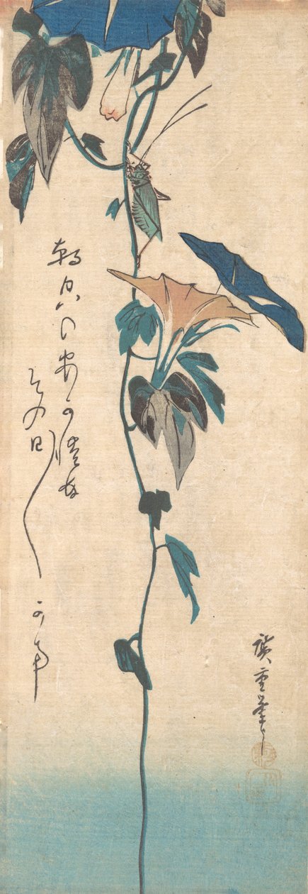 Grasshopper and Morning-glory Vine, kb. 1835., kb. 1835. alkotó: Ando Hiroshige