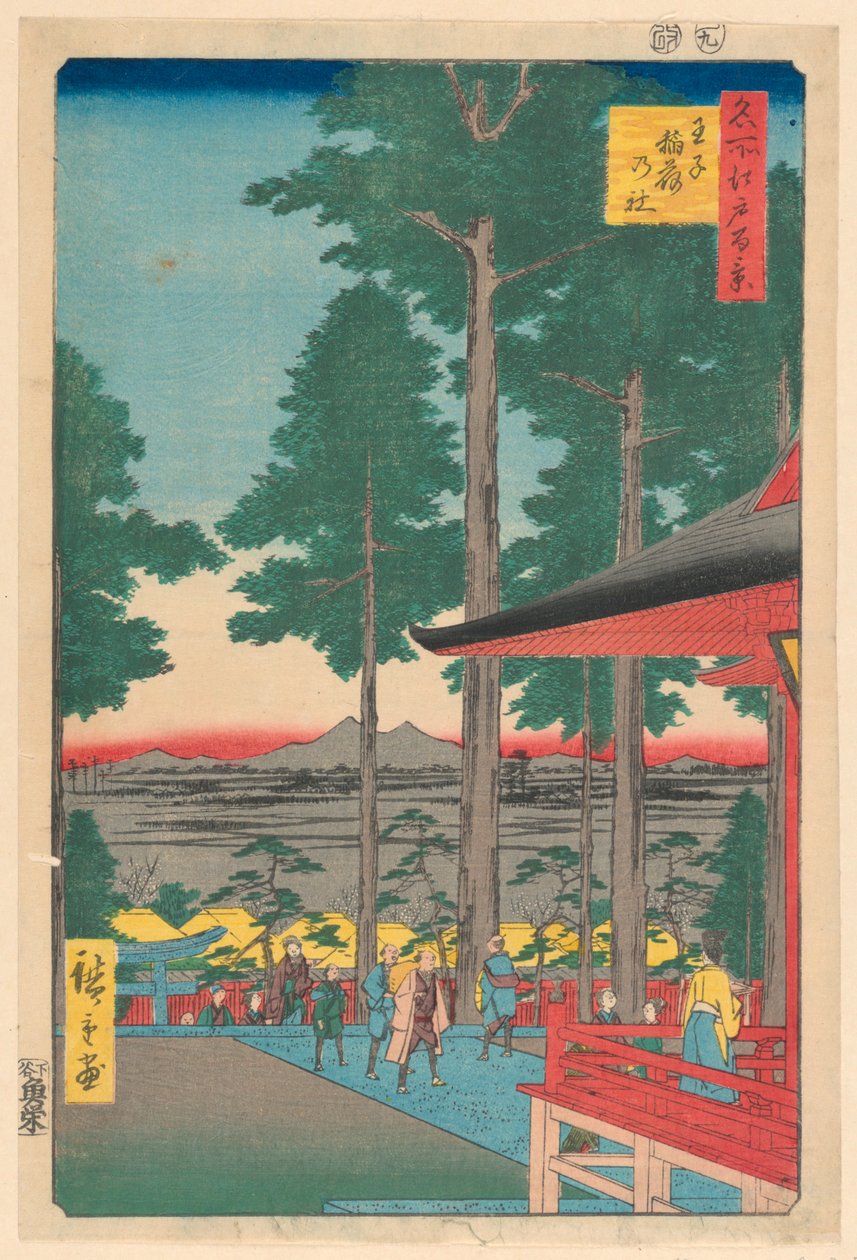 Inari szentély Ojiban (Oji Inari no yashiro) A Száz sorozatból Edo híres kilátásai alkotó: Ando Hiroshige