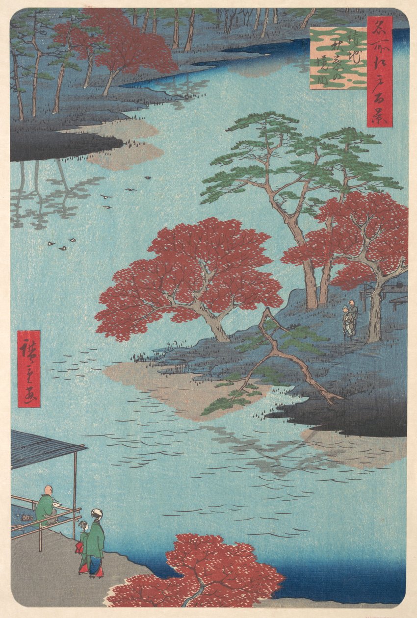 Az ukeji Akiba szentély belsejében, 8. hónap, 1857. kígyóév, 8. hónap, 1857. kígyóév. alkotó: Ando Hiroshige