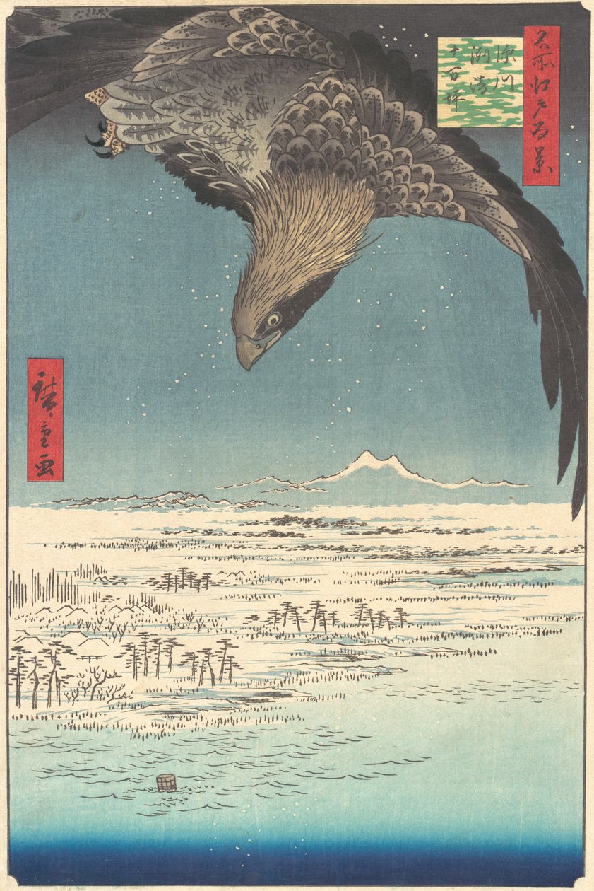 „Jumantsubo Plain at Fukagawa Susaki” a One Hundred Famous Views of Edo Me... sorozatból, 1856. alkotó: Ando Hiroshige