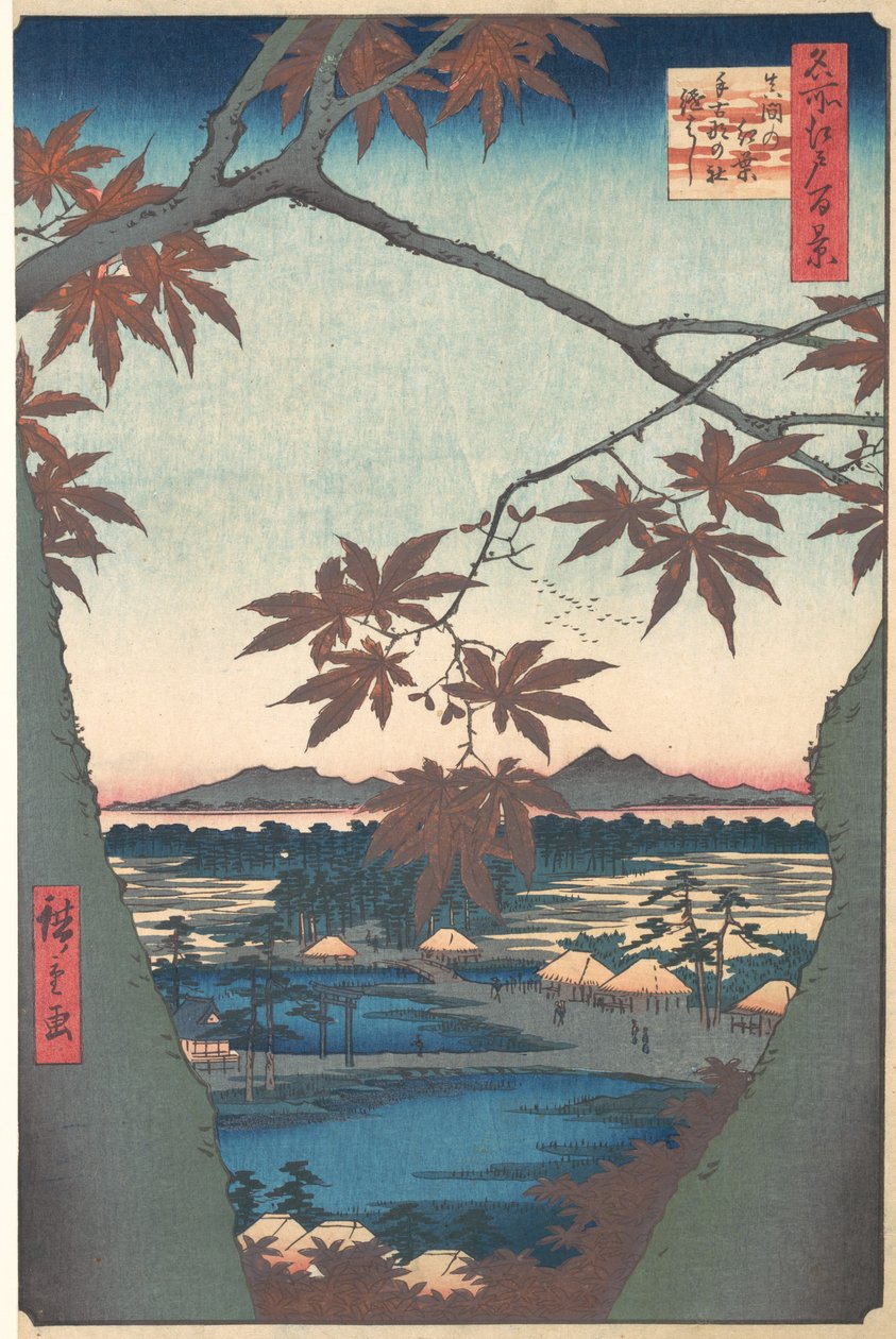 Maples at Mama, a One Hundred Famous Views of Edo sorozatból, kb. 1857., kb. 1857. alkotó: Ando Hiroshige