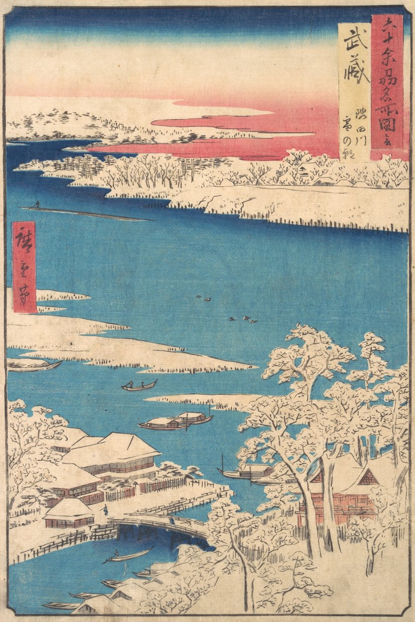 Reggel havazás után, a Sumida folyó, Musashi tartomány, a Views o... sorozatból, kb. 1853. alkotó: Ando Hiroshige
