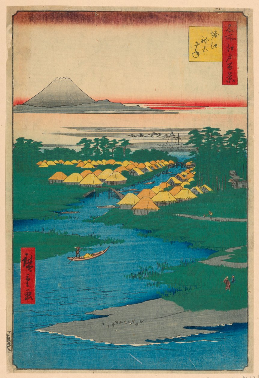 Nekozane a Horikiri 96-os csatornánál az Edo száz híres kilátásából (Horie, Nekozane) alkotó: Ando Hiroshige
