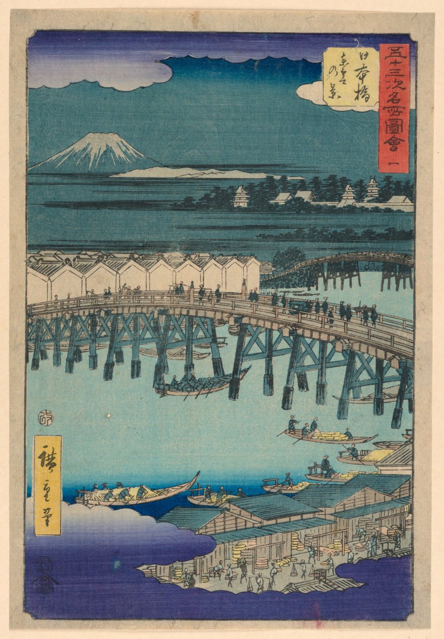 Nihonbashi a Tokaido 53 állomása sorozatból alkotó: Ando Hiroshige