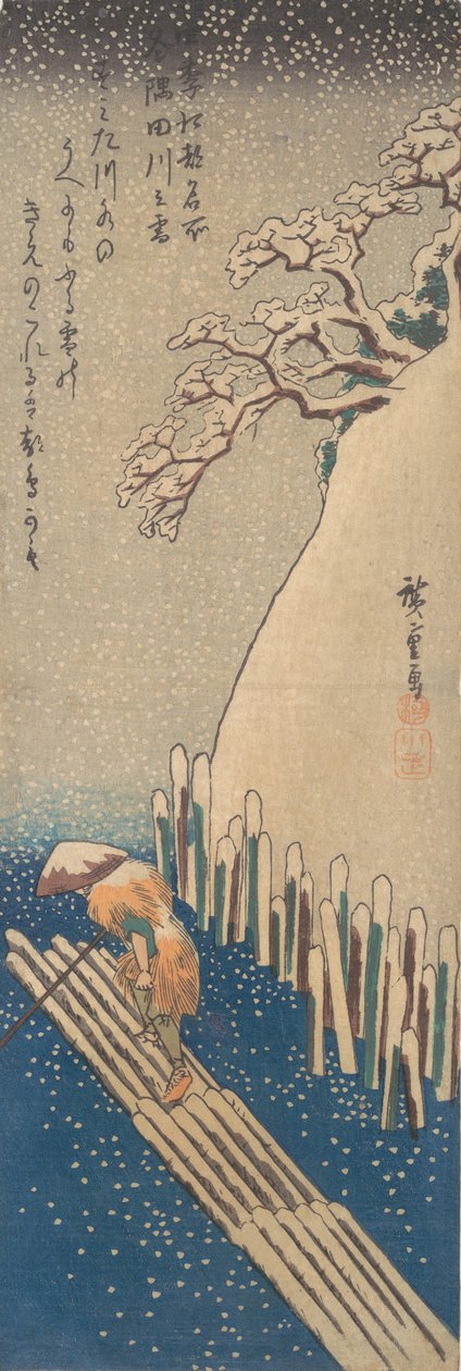 Hó a Sumida folyón, kb. 1835., kb. 1835. alkotó: Ando Hiroshige