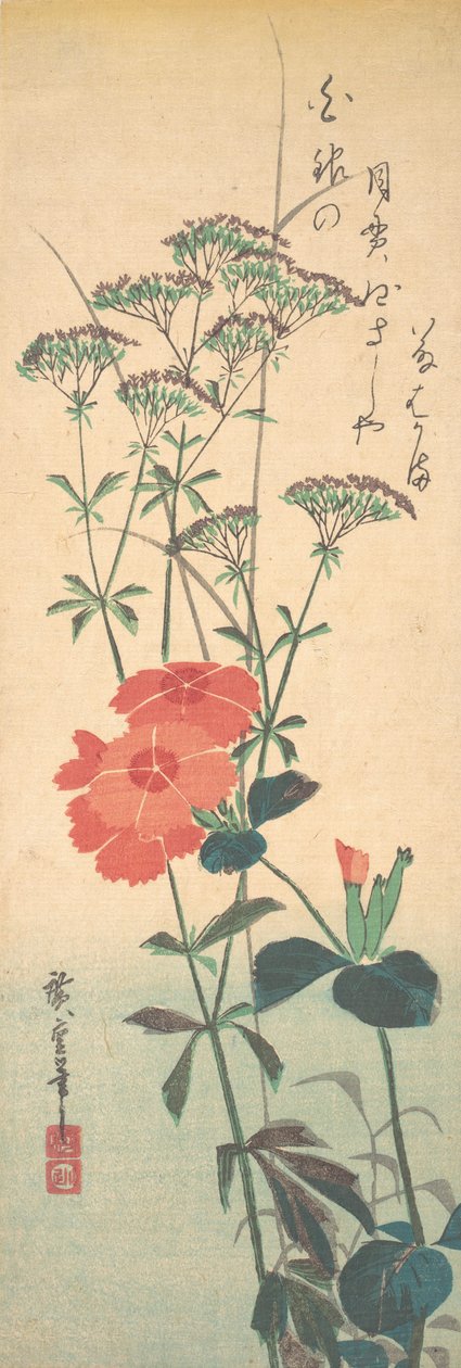 Kiváló Pinks és Kínai Agrimony, kb. 1836., kb. 1836. alkotó: Ando Hiroshige
