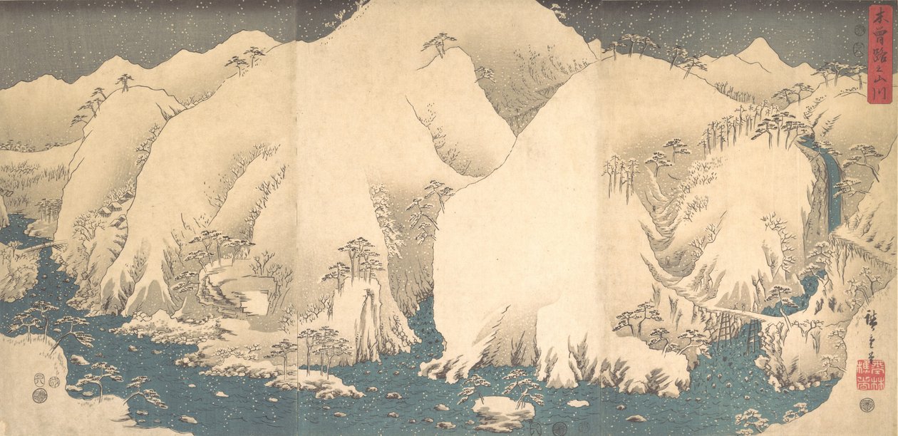 A Kiso-hegység havasban, a Kígyó 8. hónapjában..., a Kígyóév 8. hónapjában, 1857-ben. alkotó: Ando Hiroshige