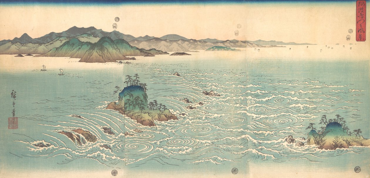 Awa örvényei, 1857., 1857. alkotó: Ando Hiroshige