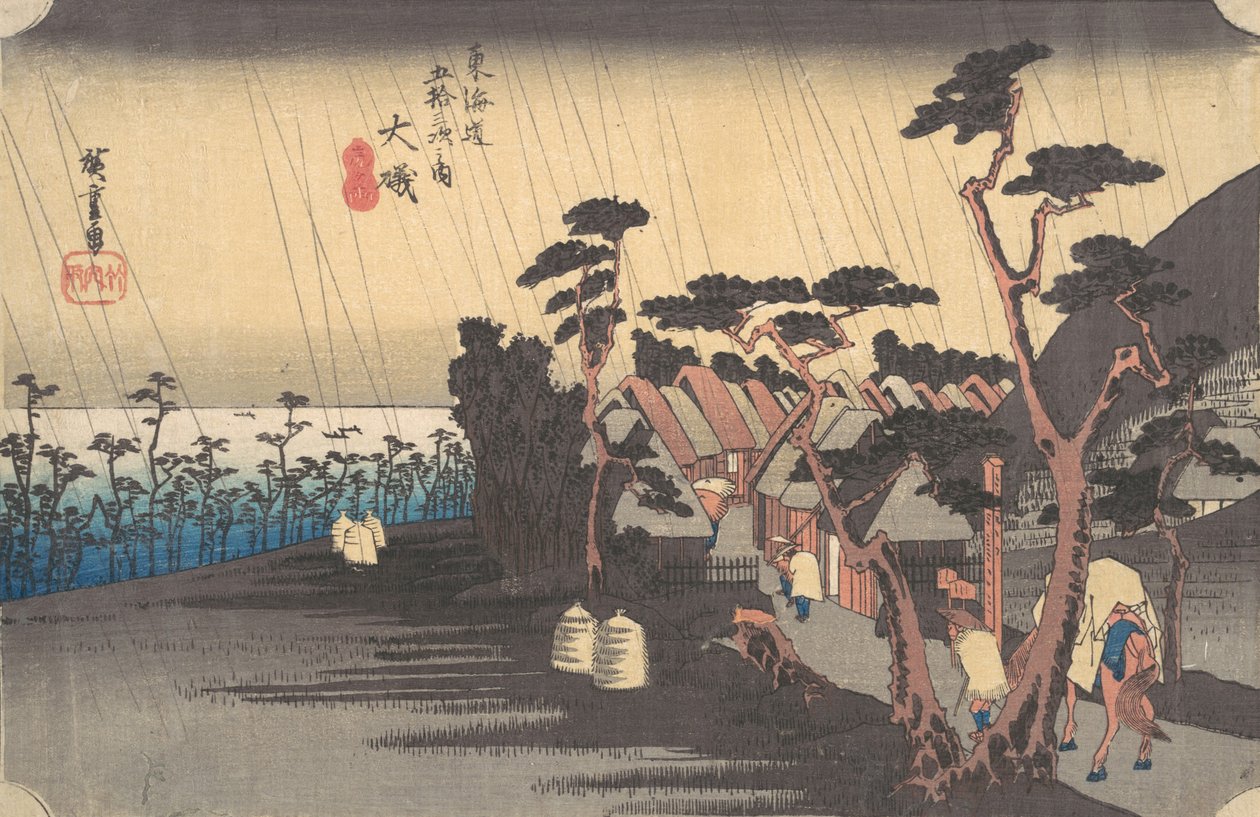 Tigriseső az Oiso állomáson, kb. 1834., kb. 1834. alkotó: Ando Hiroshige