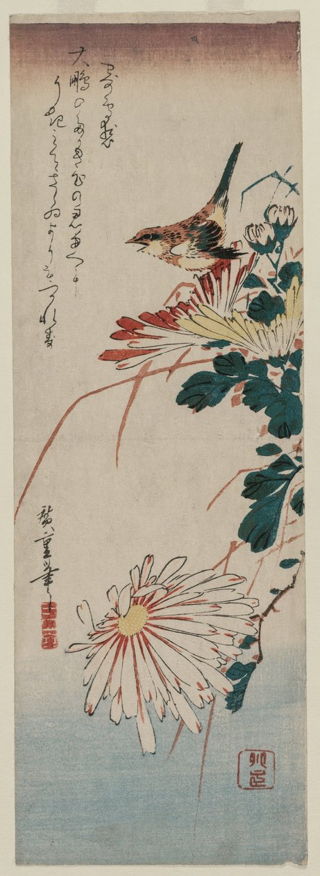 Poszcsa és krizantém, 1830-as évek közepe. alkotó: Ando Hiroshige