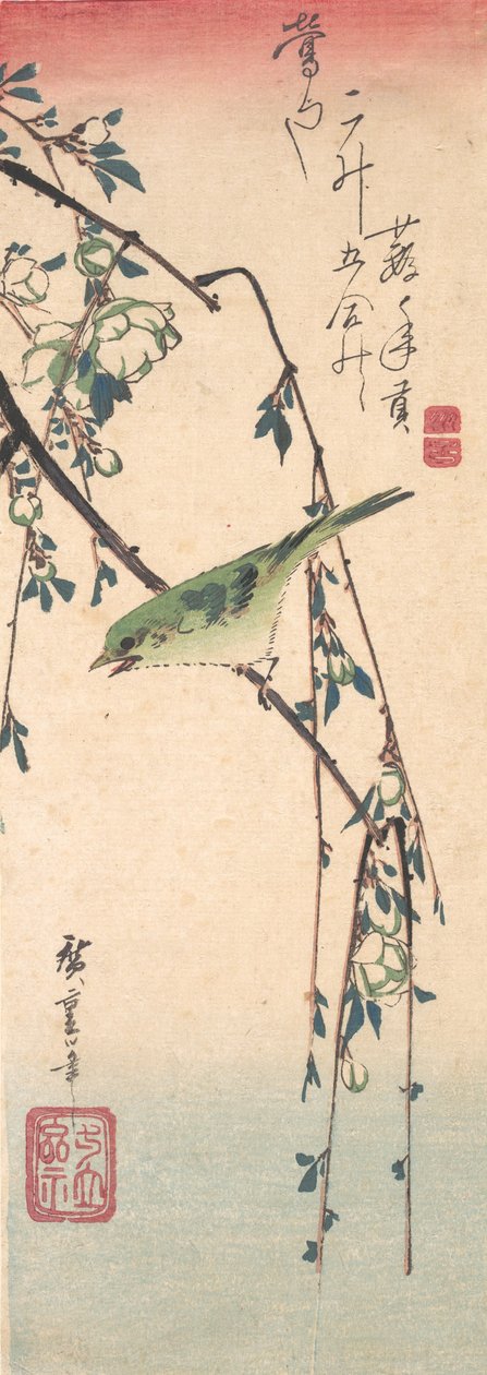 Poszcsa szilvaágon, kb. 1835., kb. 1835. alkotó: Ando Hiroshige
