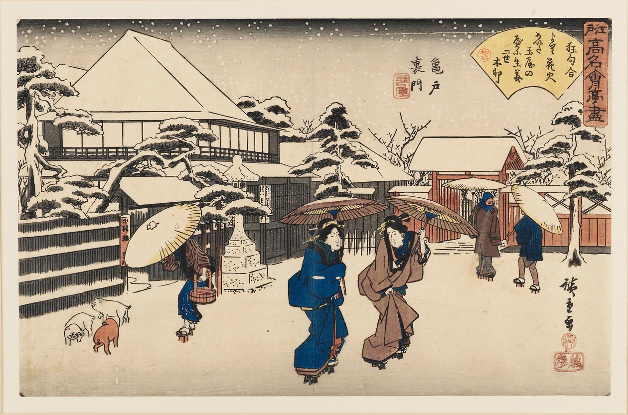 Fatömbnyomat - Hölgyek a hóban, 1797-1858 alkotó: Ando Hiroshige