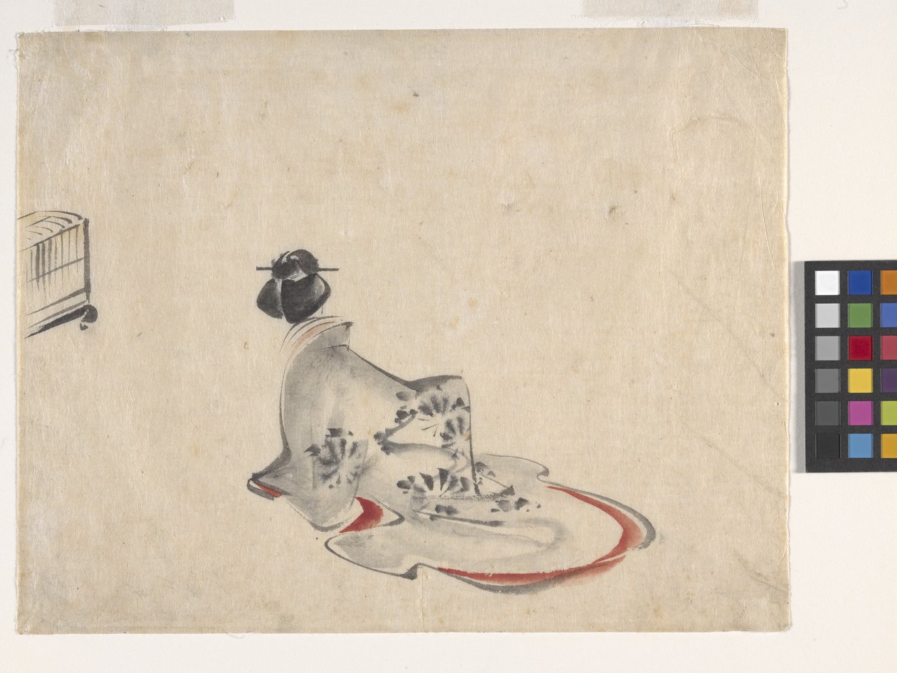 Egy nő meghajol (tinta és szín a papíron) alkotó: Ando or Utagawa Hiroshige