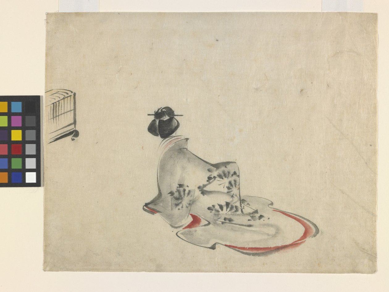Egy nő meghajol (tinta és szín a papíron) alkotó: Ando or Utagawa Hiroshige