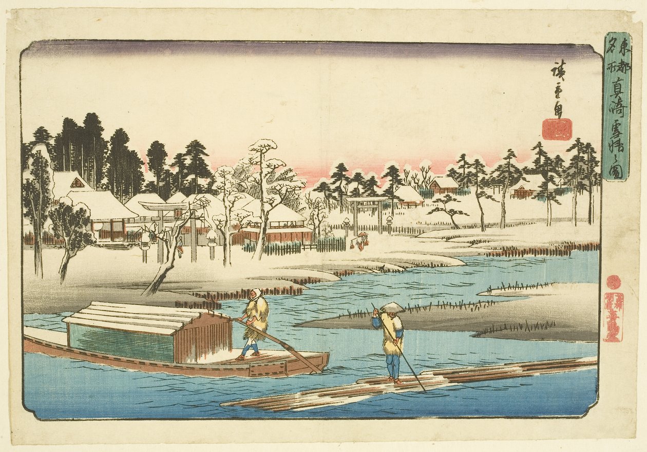 Tiszta idő hó után Massakinál (Massaki yukibare no zu) (színes fatömbnyomat) alkotó: Ando or Utagawa Hiroshige