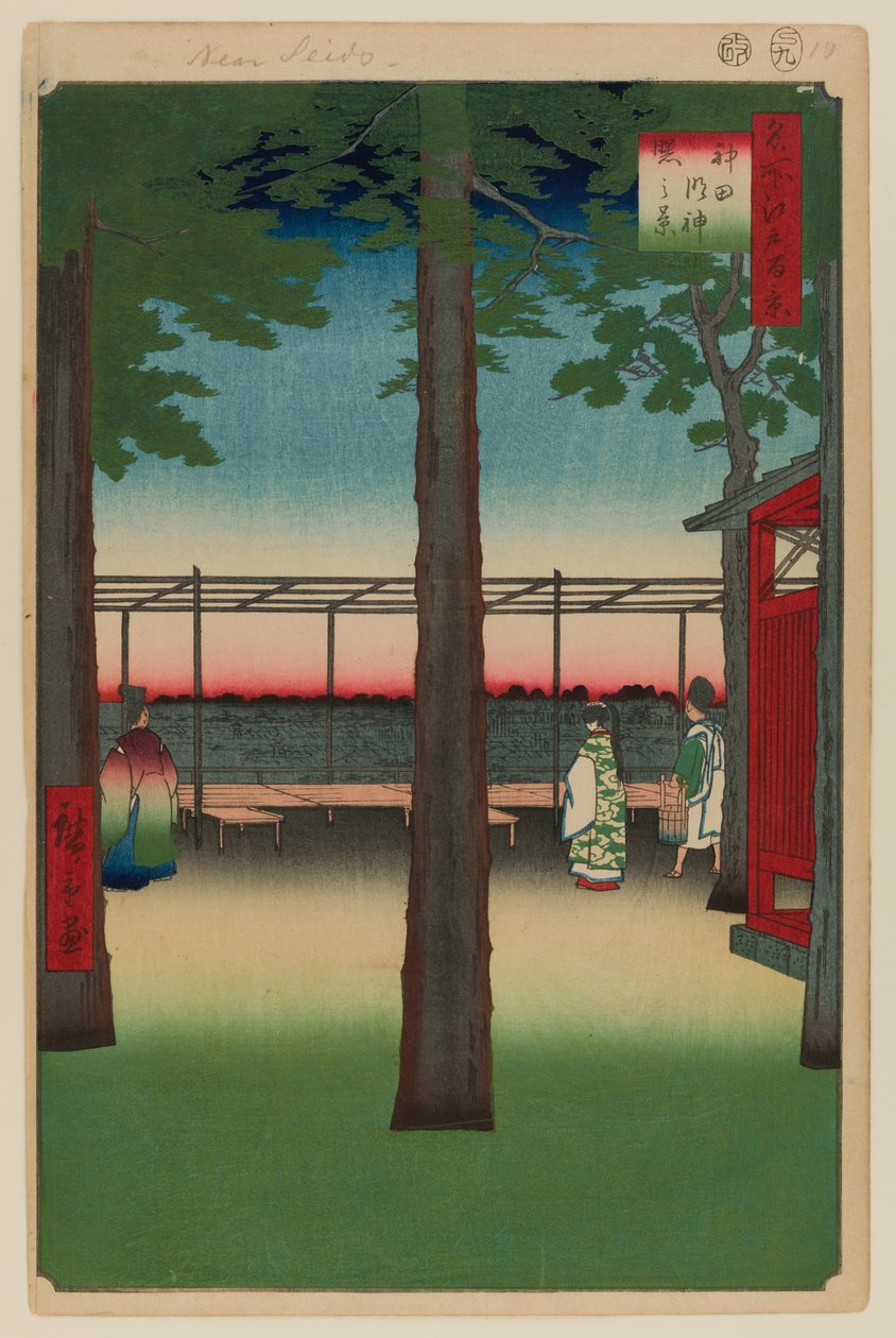 Hajnal a Kanda Myojin szentélynél alkotó: Ando or Utagawa Hiroshige