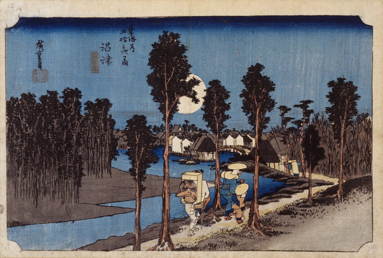 Alkonyatjelenet Numazuban, #13 (fatömbnyomat) alkotó: Ando or Utagawa Hiroshige