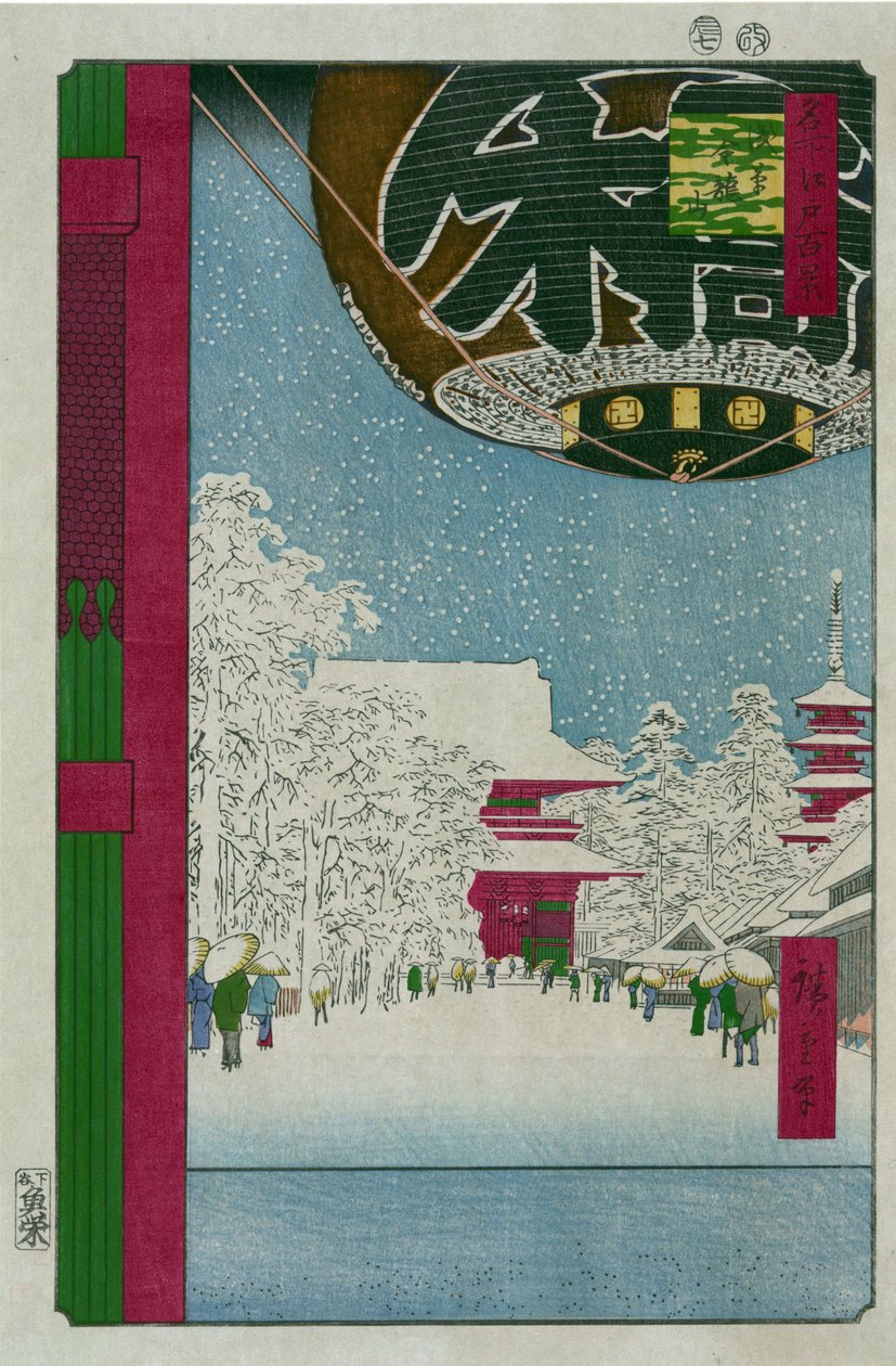 Estampe japonaise: Le temple Kinryusan a Asakusa (Tokió, Japán) Serie cent vues celebes d