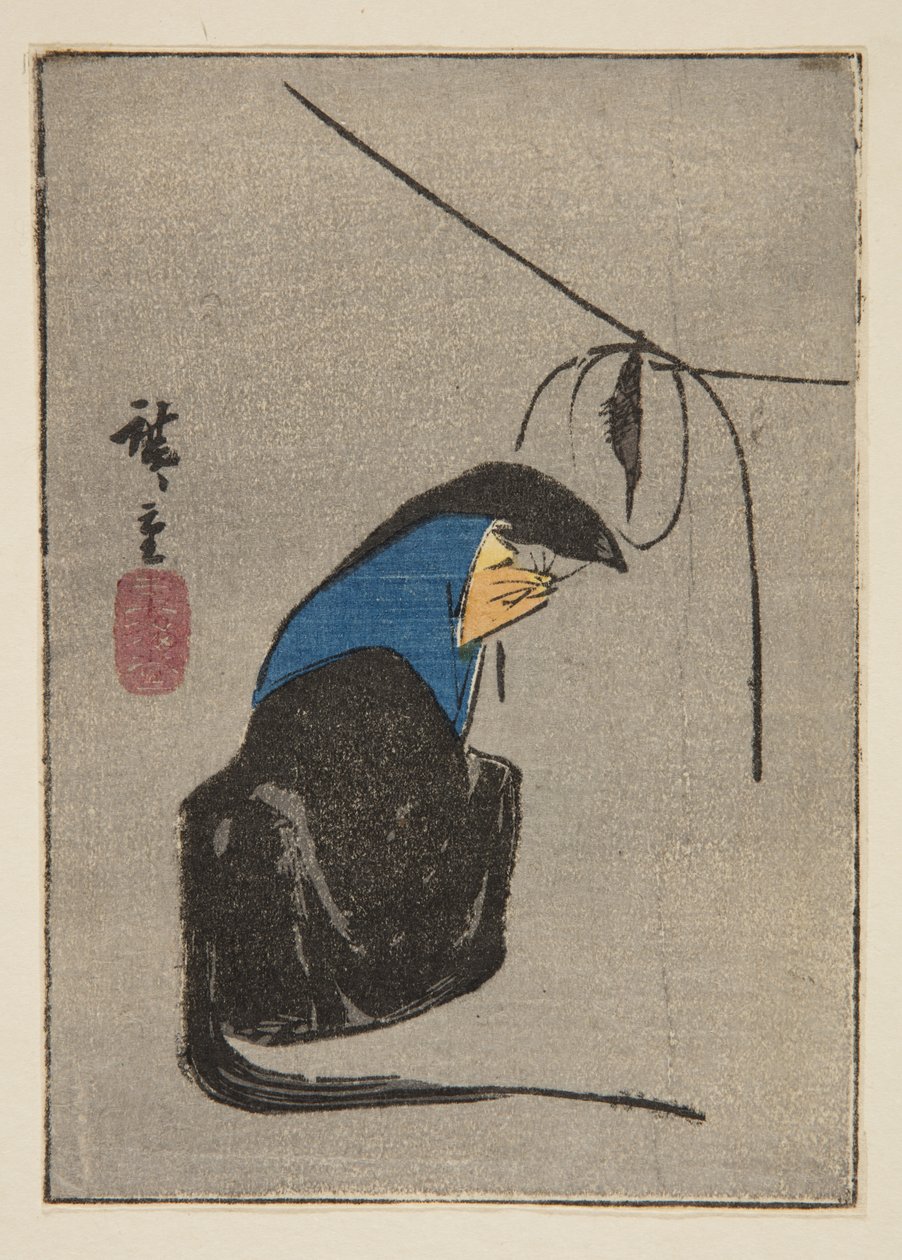 Fox in Tsurigitsune, egy egységnyi harimaze lapból kivágva (színes fatömbnyomat) alkotó: Ando or Utagawa Hiroshige