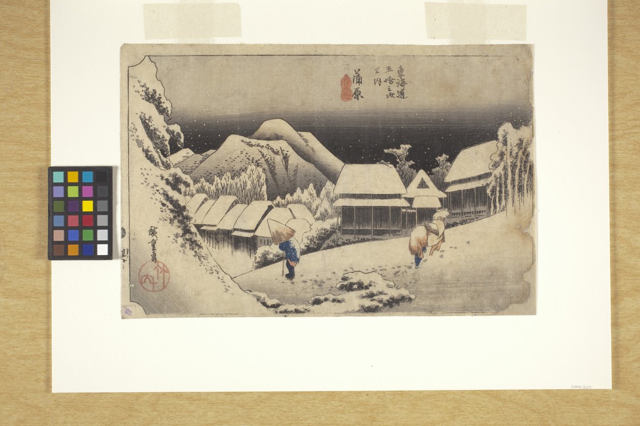 Kanbara, éjszakai hó (színes fametszet) alkotó: Ando or Utagawa Hiroshige