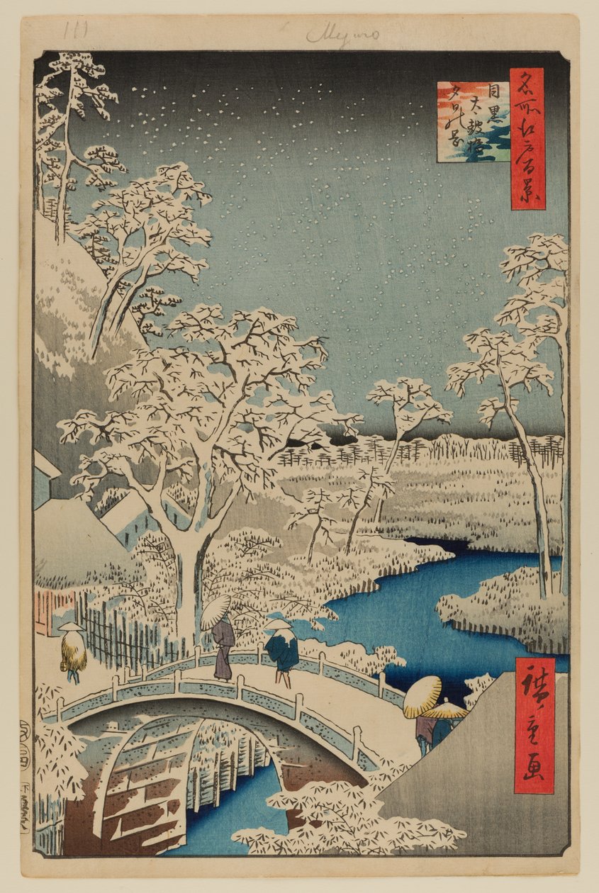 Meguro dobhíd és Sunset Hill alkotó: Ando or Utagawa Hiroshige