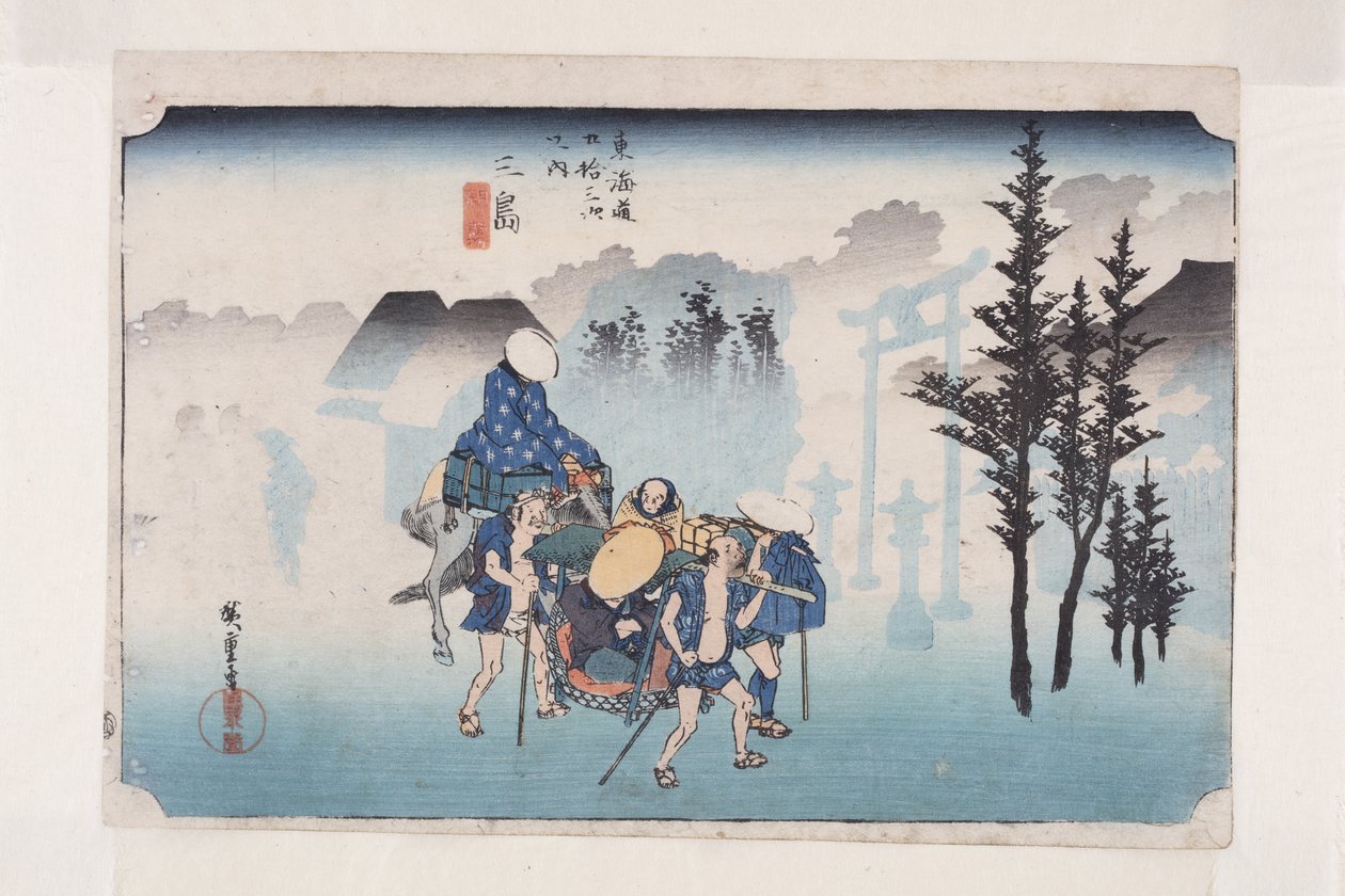 Mishima: Morning Mist (Mishima, asagiri) (színes fatömbnyomat) alkotó: Ando or Utagawa Hiroshige