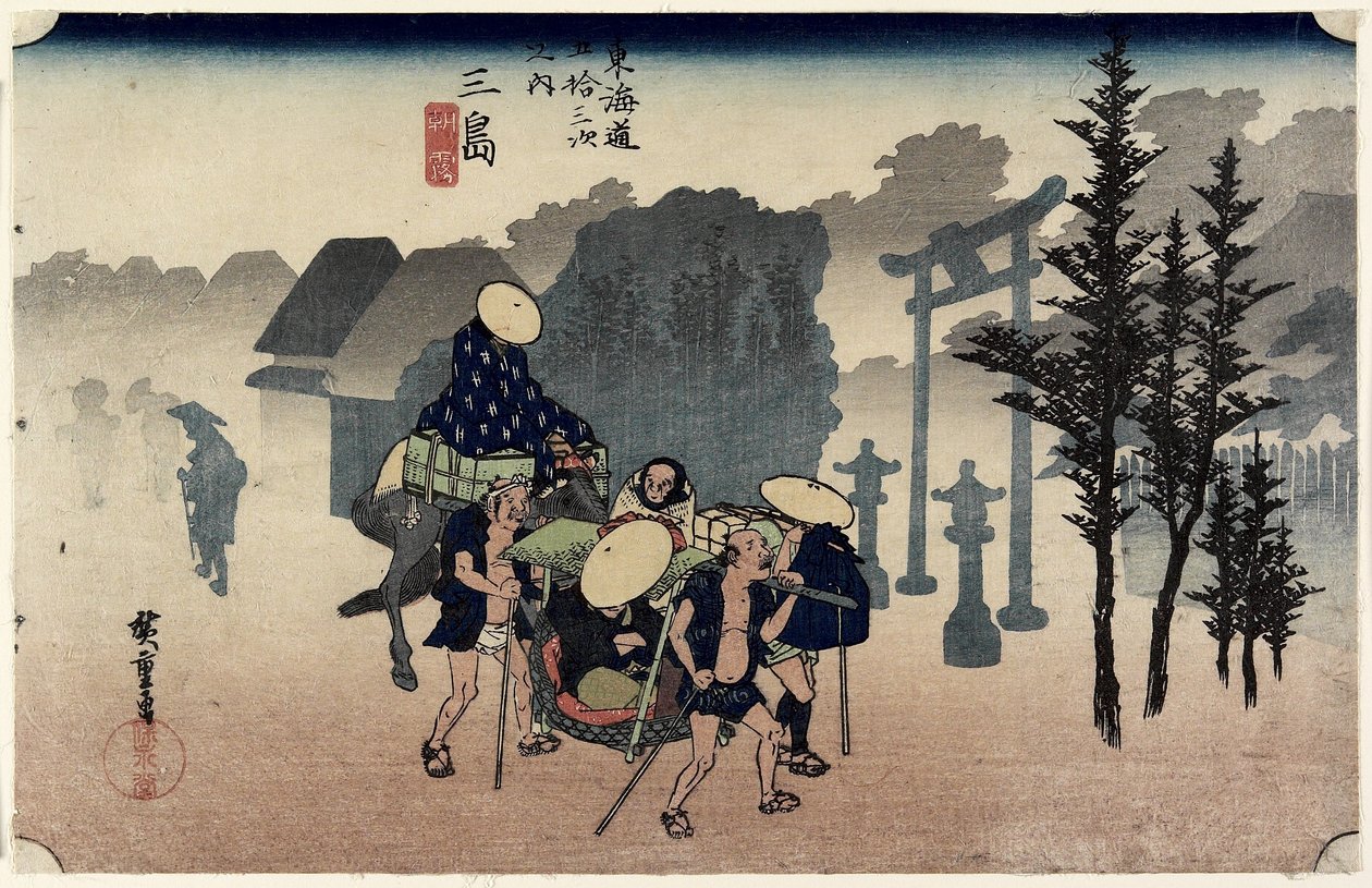 Reggeli köd, Mishima, c. 1833 alkotó: Ando or Utagawa Hiroshige