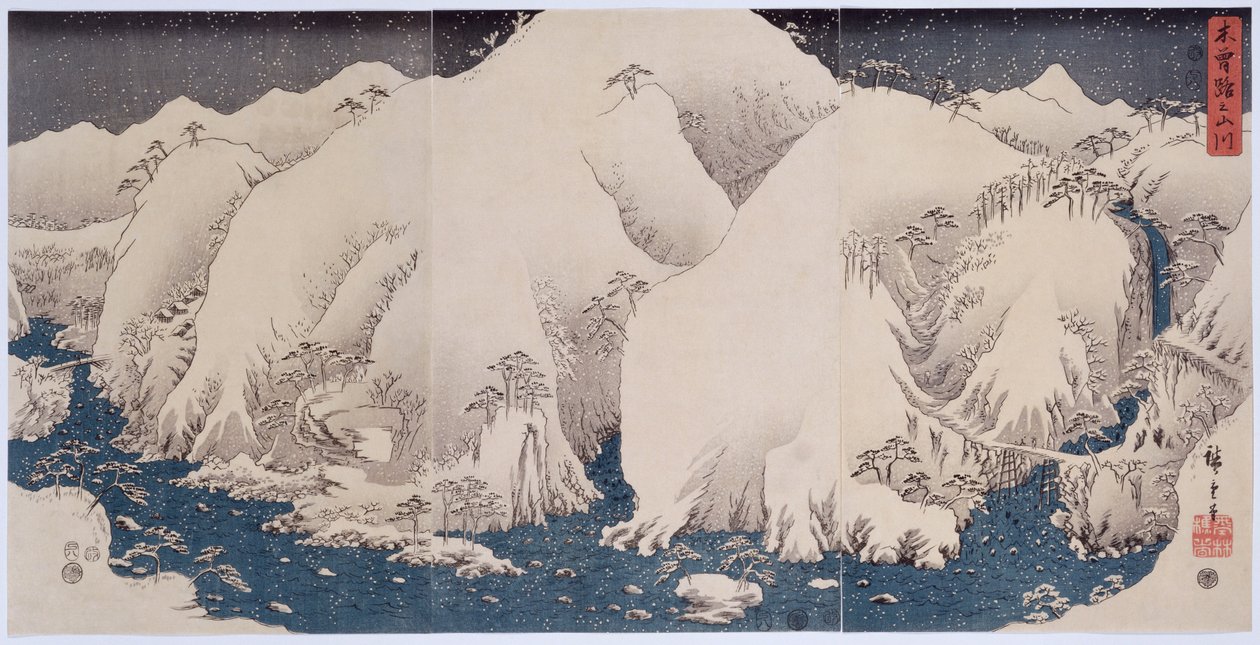 "Kiso hegyei és folyói", 1857 alkotó: Ando or Utagawa Hiroshige