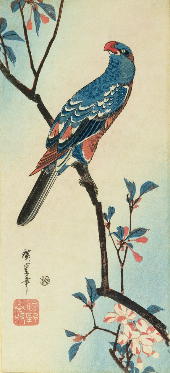 Papagáj ágon (fatömbnyomat) alkotó: Ando or Utagawa Hiroshige