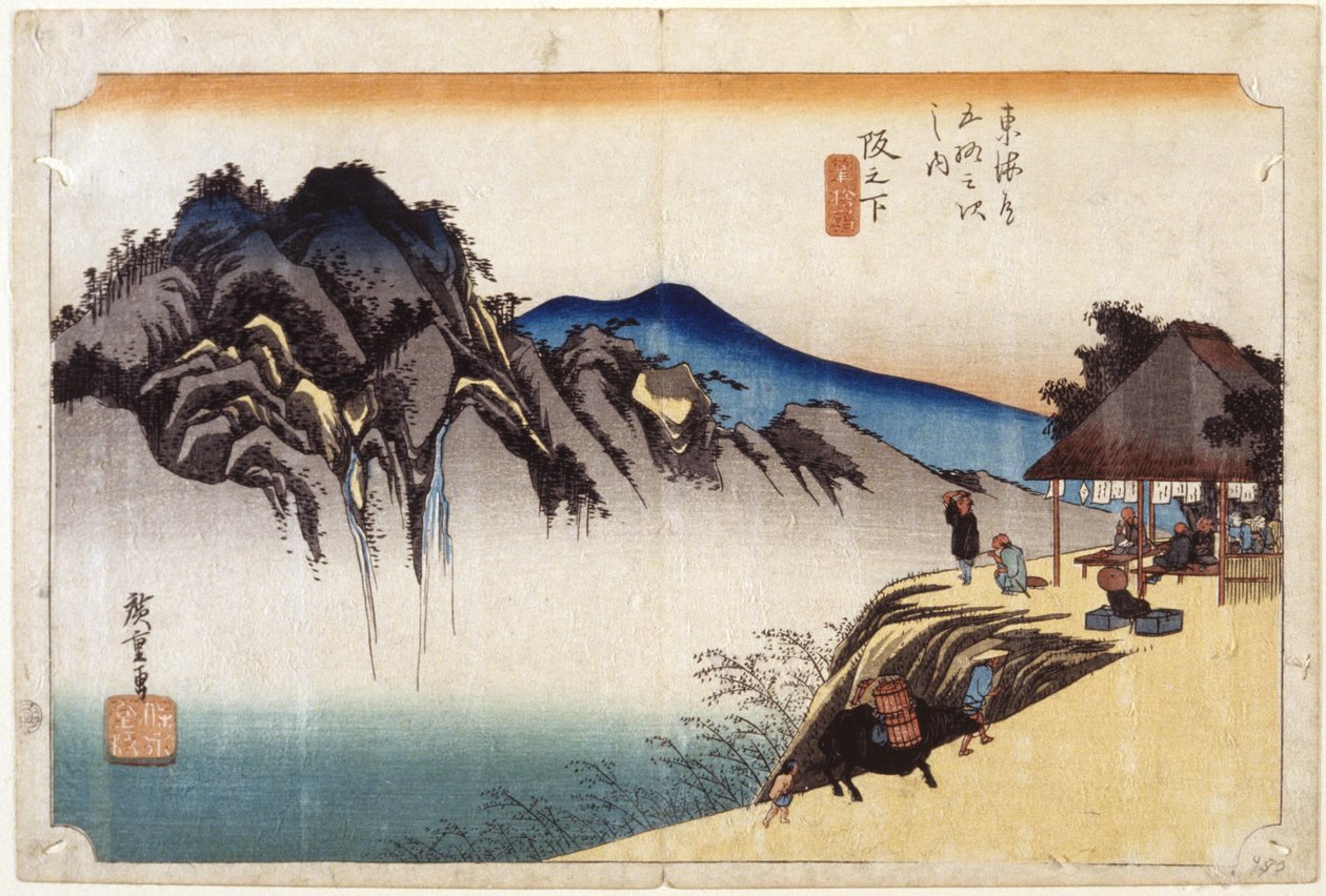 Sakanoshita (színes fametszet) alkotó: Ando or Utagawa Hiroshige