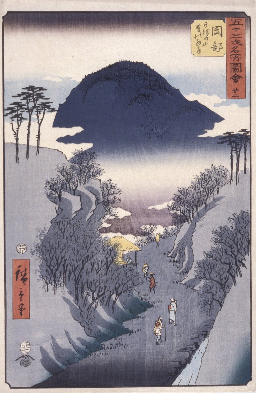 Station 22, Okabe (színes fatömbnyomat) alkotó: Ando or Utagawa Hiroshige
