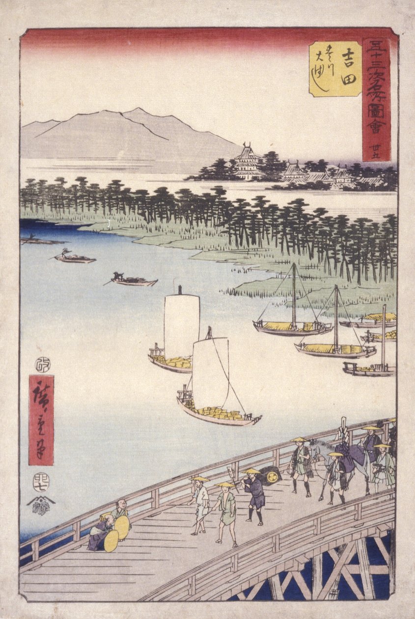 Station 35, Yoshida; Kyoka Tokaido Series (colour woodblock print) alkotó: Ando or Utagawa Hiroshige