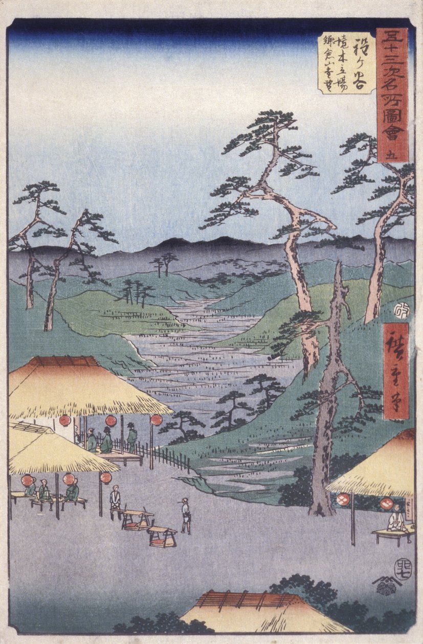 5. állomás, Hodogaya (fatömbnyomat) alkotó: Ando or Utagawa Hiroshige