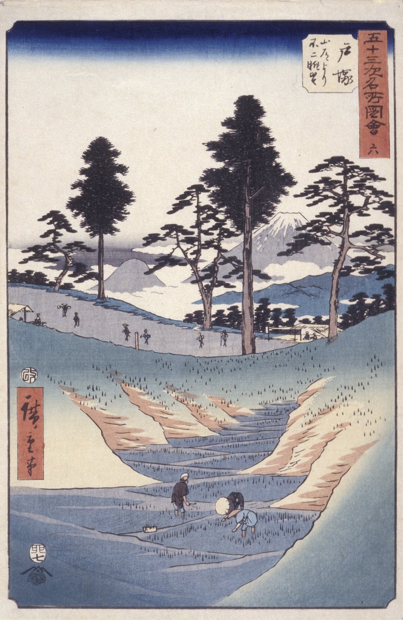 6. állomás, Totsuka (fatömbnyomat) alkotó: Ando or Utagawa Hiroshige