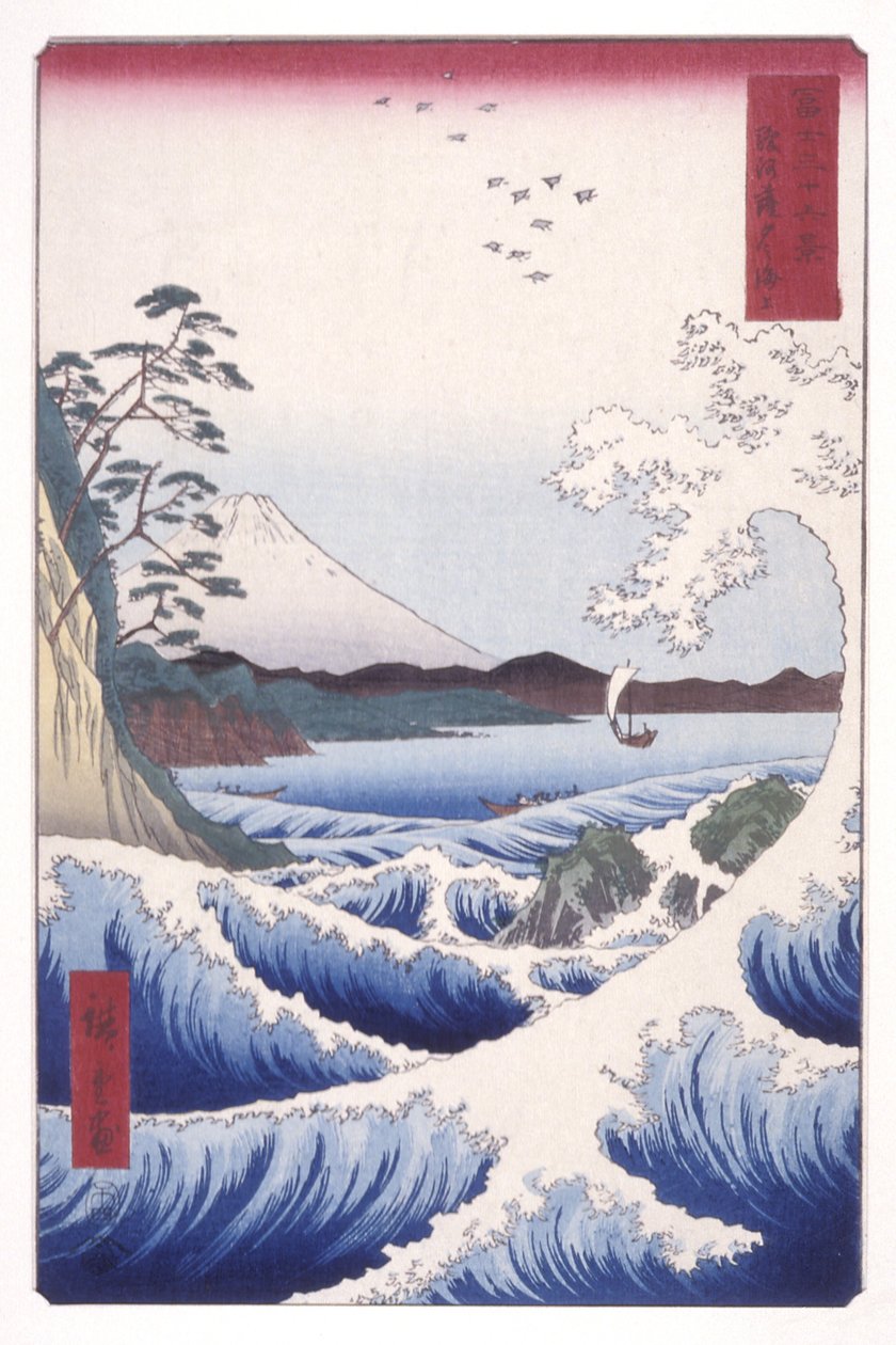The Sea At Satta Suruga tartományban (Suruga Satta No Kaij?) (színes fatömbnyomat) alkotó: Ando or Utagawa Hiroshige