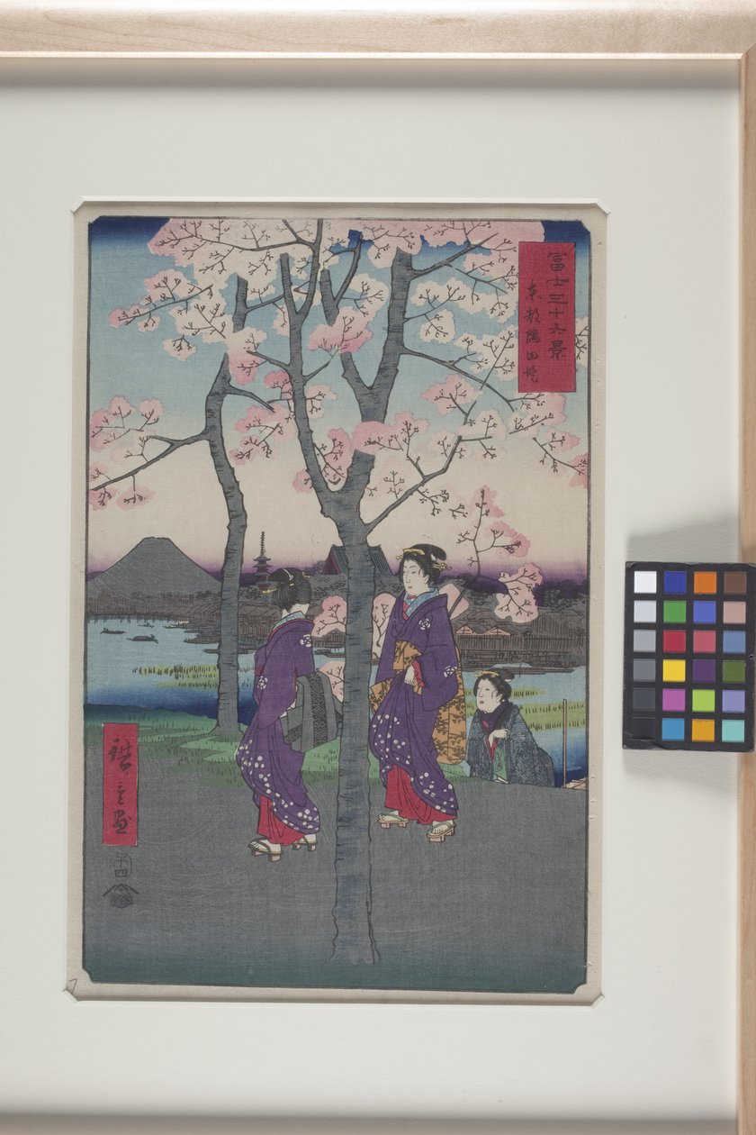 A Sumida rakpart a keleti fővárosban (T?to: Sumida Tei) (színes fatömbnyomat) alkotó: Ando or Utagawa Hiroshige