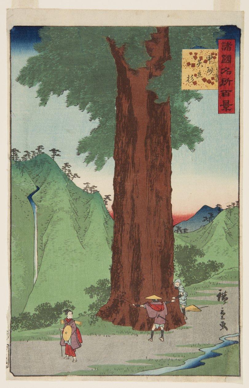 A Yatate cédrusfa Kai tartományban (K?sh? Yatate sugi) (színes fatömbnyomat) alkotó: Ando or Utagawa Hiroshige