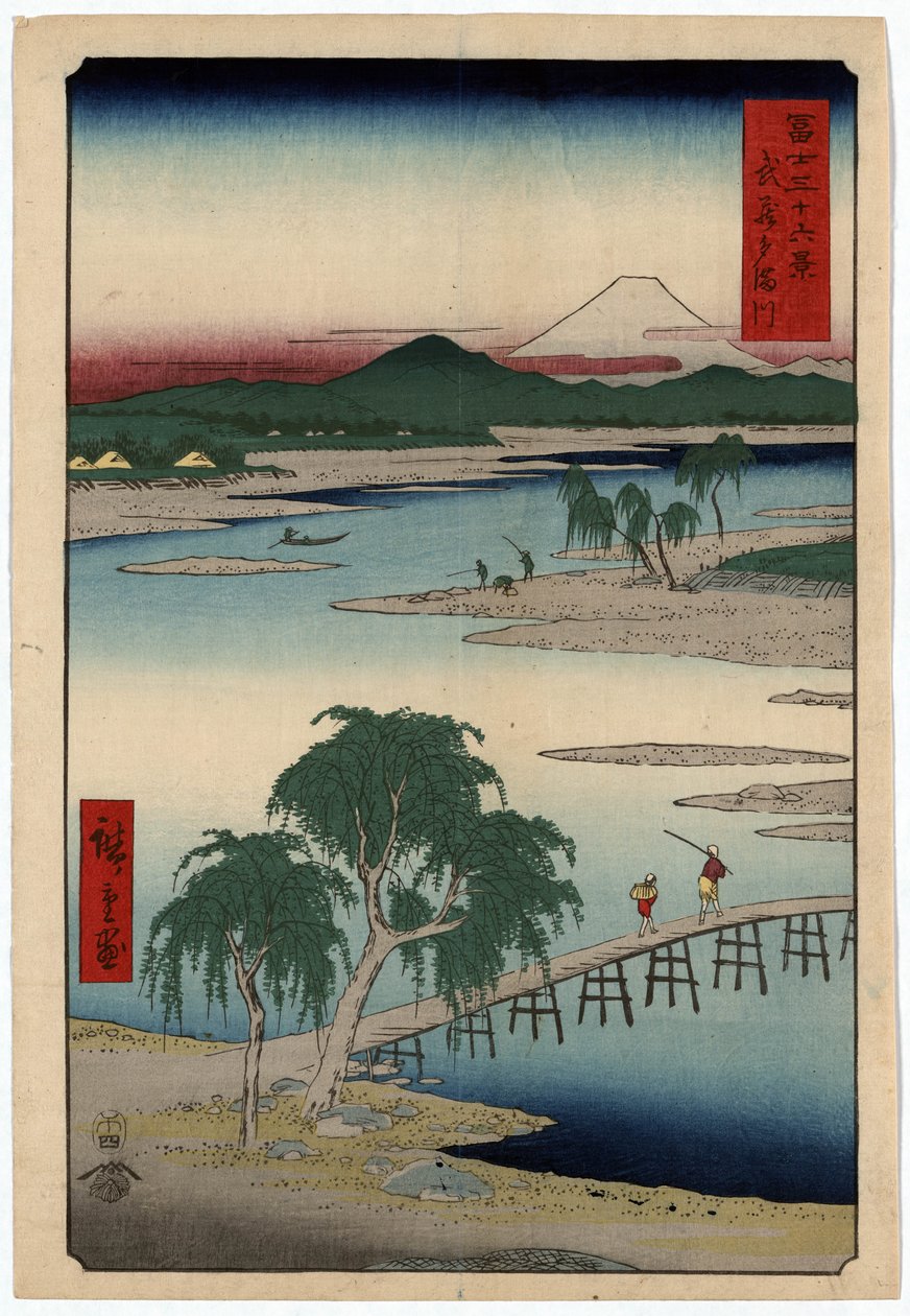 A Tamagawa folyó, Musashi tartományban, Japánban alkotó: Ando or Utagawa Hiroshige
